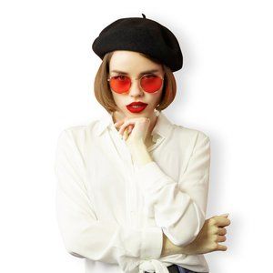 Hat Attack Black or Red Classic Wool Beret